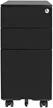 File Cabinet 3 Drawer File Cabinet Steel Mobile File Cabinet with Lock Commercial for Home Office(Black)