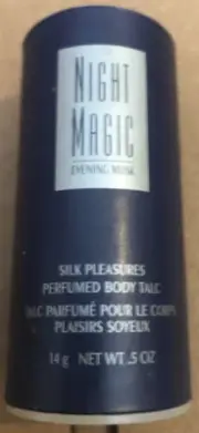 AVON Mini .5oz Night Magic Evening Musk Silk Pleasures Perfumed Talc Powder READ