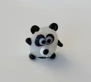 Panda~Friend~Mini Collectible Hand Blown Art Glass Figurine~Handmade Tiny Animal