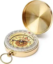 Camping Survival Compass, Classic Pocket Style Metal Copper Clamshell Compass, Glow in The Dark Military Compass for Hiking Camping Hunting Climbing Outdoor Survival Gear Navigation Tool