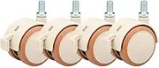 4 Crib Mute Rubber 2 Inch M6 / M8 Thread Double Wheel Quiet Rolling Universal Swivel Replacement Furniture with Brake Screw Castor Wheels for Baby Cot Table Chair -180KG (Color : Cream White, Size :