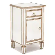 Urban Designs Gold Mirrored Cabinet Side Table Silver Glass