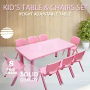 Pink Kids Children Playing Dining Party Study Desk Table & 2/4/6/8 Chairs Set