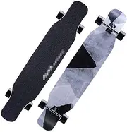Sports Longboard Skateboard, 46" 8-Layer A-Level Maple Double-tilt Building Block Pattern Professional Dance Board Suitable for Beginner Girls