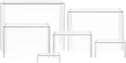 6 Pcs Acrylic Risers Box with Hollow Bottom 6 Different Sizes Buffet Risers Stackable Clear Acrylic Riser Display Stands for Cupcake, Jewelry, Candle, Toys, Perfume and etc. (clear)