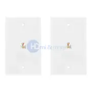 2x White 6P6C Single Phone Jack Wall Plate RJ-11 RJ 12 Telephone Modular