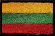 Lithuania Flag Patch With Hook Adhesive Fastener Morale Emblem BLACK Border