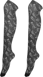 [Caihoyu] Knee-High Women'S Stockings Anti Slip Tube Socks Long Stockings Above Knee Socks for Parties Dinosaurs Skeletons, Dinosaurs Skeletons