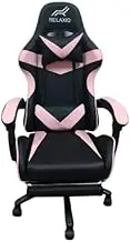 Auzzie Mart Gaming Chair with Headrest & Lumbar Support Ergonomic Computer Racing Chair with Metal Footrest, Adjustable Hight Leather Swivel Computer Chair for Adult Teen Office or Gaming, Pink