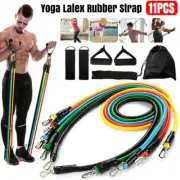 11pcs Yoga Strap Elastic Latex Resistance Bands Tube Fitness Exercise Home Gym