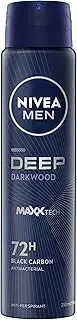 NIVEA MEN Deep Darkwood Anti-Perspirant Aerosol Deodorant 250ml | 72-Hour Sweat Protection | Antibacterial Formula Fights Odour | Long-Lasting Fragrance | Men's Spray Deodorant
