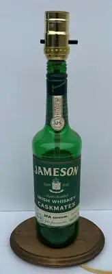 JAMESON IRISH WHISKEY Caskmates IPA Bottle TABLE LAMP Bar Light with Wood Base