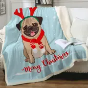 Christmas Pug Throw Blanket