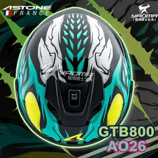 贈好禮ASTONE 安全帽 GTB800 AO26 黑綠 內鏡 雙D扣 內襯可拆 822BA 全罩帽 耀瑪騎士