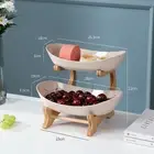 Fruit Tray Basket Wooden Frame Stand Multi-layer Candy Snack Plate Fruit Shelf V