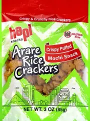 Hapi Crispy Puff Mochi Arare Rice Crackers 3 oz Pack of 12