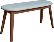 Priceworth Oxley Bench, Living Room and Dining Room Furniture, Pair with Dining Chairs, Sofa, Couch and More, Polyester Fabric Upholstery in Linnen Weave, Rubber Wood Legs, Mint Accents, Walnut Finish