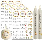Bolosa Pack of 4 Candle Tattoos Autumn, Rub On Sticker Autumn Tattoo 19 x 14 cm, Candle Tattoo Autumn Decoration, Candle Foil Autumn, Water Slide Film for Autumn Decoration (E)