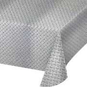 Silver Diamond Plate Print Plastic Tablecover