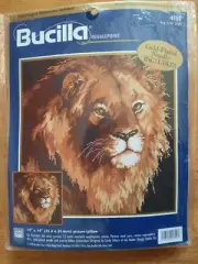 Bucilla Needlepoint Kit King of the Jungle Lion Picture Pillow Sealed 4755 14X14