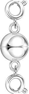 [COZLANE] Magnetic Necklace Clasps and Closures, 925 Sterling Silver Magnetic Clasps for Necklace Bracelet, Silver Double Spring Clasps for Jewelry Making Supplies Chain Connector Necklace Extender