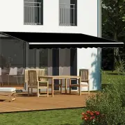 Motorised Outdoor Folding Arm Awning Retractable Sunshade Canopy Black 5.0mx2.5m