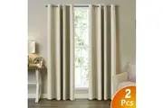 2X Blockout Curtains Blackout Window Curtain Draperies Pair Eyelet for Bedroom 132*244cm Cream