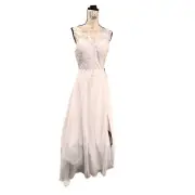 SUZHOU White Wedding Dress Side Split Corset Back Train 10 Floral Lace Top NWT