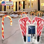Solar Candy Cane Christmas Lights w Remote Outdoor Pathway Christmas Stake Light