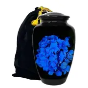 Blue Flower Cremation Urn for Human Ashes Adult Size Suitable for Male & Female