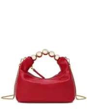 Tiffany & Fred Paris Leather Handle Shoulder Bag Chain Women's Red NWT