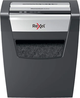 Rexel Momentum X410 Cross Cut Paper Shredder, Shreds 10 Sheets, 23 Litre Bin, Bl
