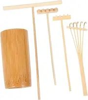 Pcs Angular Tooth Rake Set Zen Garden Desk Tool Small Garden Rakes Wood Craft for Micro Landscape Decor