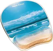 Fellowes Photo Gel Mouse Pad and Wrist Rest with Microban Protection, Sandy Beach (9179301), Blue, 9.25" x 7.88"