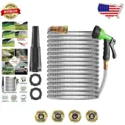 Durable 100ft Garden Hose with 10-Function Nozzle - Weatherproof & Tangle-Free