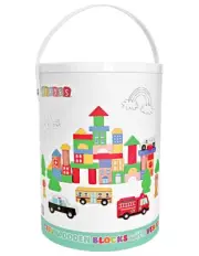 Verdes Wooden City Building Blocks Wood Stacking Set, 50 PCS Ages 2+