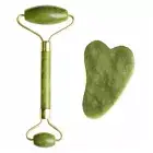 Natural Quartz Jade Stone Crystal Facial Roller Massager Tool Gua Sha Board Set
