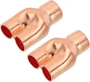 uxcell 5/8" x 1/2" x 1/2" ID Tee Y Type Copper Fitting, 2 Pcs Welding Joint Split Union Intersection for HVAC, Air Conditioning Refrigeration System