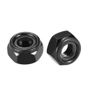 10Pcs M10x1.5mm Hex Lock Nuts Carbon Steel Nylon Insert Self-Lock Nuts Black