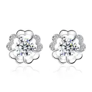 3PCS Copper Woman Fashion Jewelry Flower Plum Blossom Retro Stud Earrings