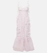 [Zimmermann] Zimmermann Floral-appliqué linen and silk bustier gown AU 14 purple
