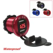 12V Dual USB 4.2A Car Cigarette Lighter Charger Socket w/ LED Digital Voltmeter