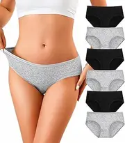 [OLIKEME] Womens Underwear Cotton Hipster Panties Low Rise No Show Briefs Soft Stretch Breathable Ladies Panties 6 Pack