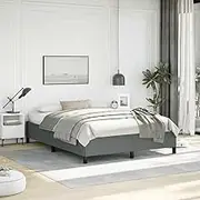 Bedroom Furniture, Bed Frame Without Mattress Dark Grey 152x203 cm Queen Fabric