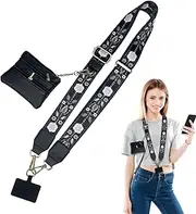 Phone Strap with Zippered Pouch, Phone Strap with Zipper Wallet, Adjustable -body Phone Lanyard, Fashion Phone Lanyard with Purse, Portable Mobile Phone Strap for Women