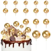 Mini Balloon Cake Topper Gold Decorations Toppers Golden Sphere Cupcake Picks
