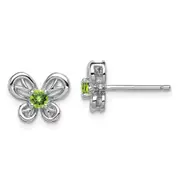 Sterling Silver Rhodium-plated Peridot Earrings