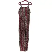 Bardot Junior Size 16 Pink Silver Lara Sequin Jumpsuit Sleeveless N1-8