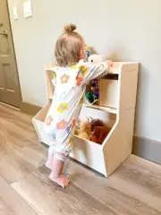 Montessori Toy Shelf with Storage Bin – Toddler Toy Cube Organizer