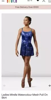 NWT Dance Stretch Floral Blue Dance Skirt Bloch